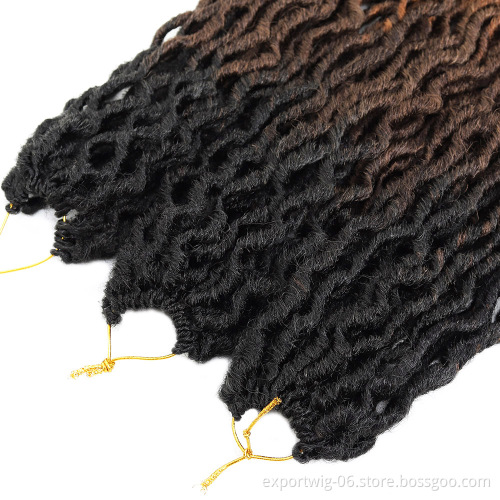 Wholesale 18inches Ombre Faux Wave Gypsy Goddess Locs Synthetic Crochet Hair Bulk for Women Goddess Faux  Extension Gypsy Locs